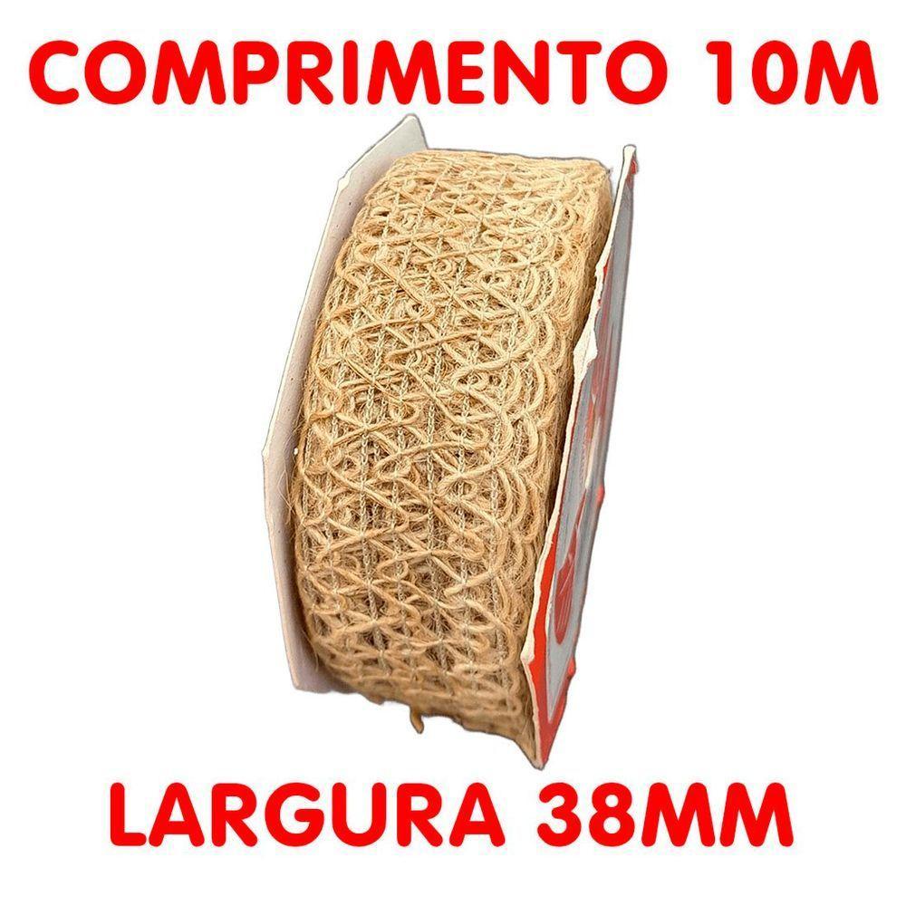 Rolo Fita Juta Artesanal Decoração Natal 38mm X 10m Kit 8pçs - 4