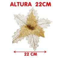Flores Ramos árvore Natal Com Gliter Dourado 22cm Kit 8pçs - 4