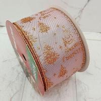 Rolos Fita Aramada Rose Gold árvore Natal 6,3cm 9m Kit 2pçs - 3