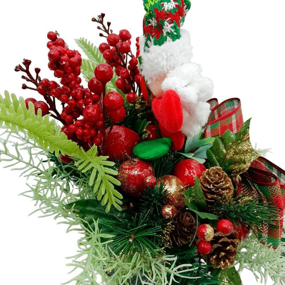 Decoração Arranjo De Mesa Artesanal Papai Noel Natal De 30cm - 3
