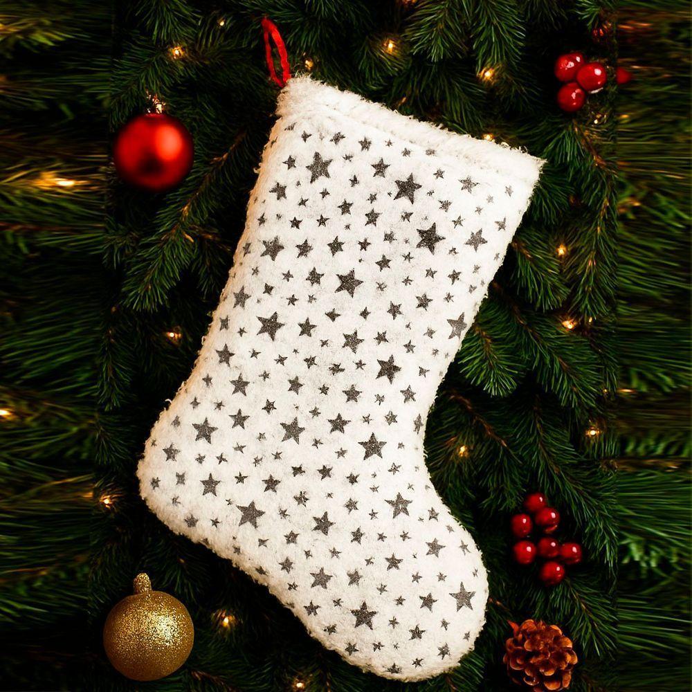 Bota Meia Saia Decoração Estrelinhas árvore Natal Pelúciado - 3