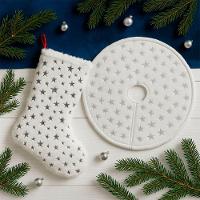 Bota Meia Saia Decoração Estrelinhas árvore Natal Pelúciado - 2