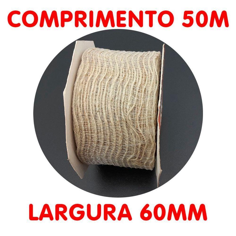 Rolo Fita Juta Metálica Decoração Natal 60mm X 50m Kit 2pçs - 2