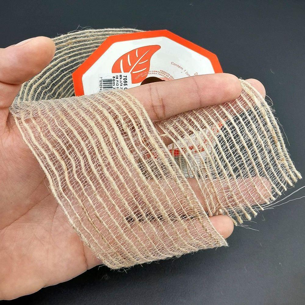 Rolo Fita Juta Metálica Decoração Natal 60mm X 50m Kit 2pçs - 3