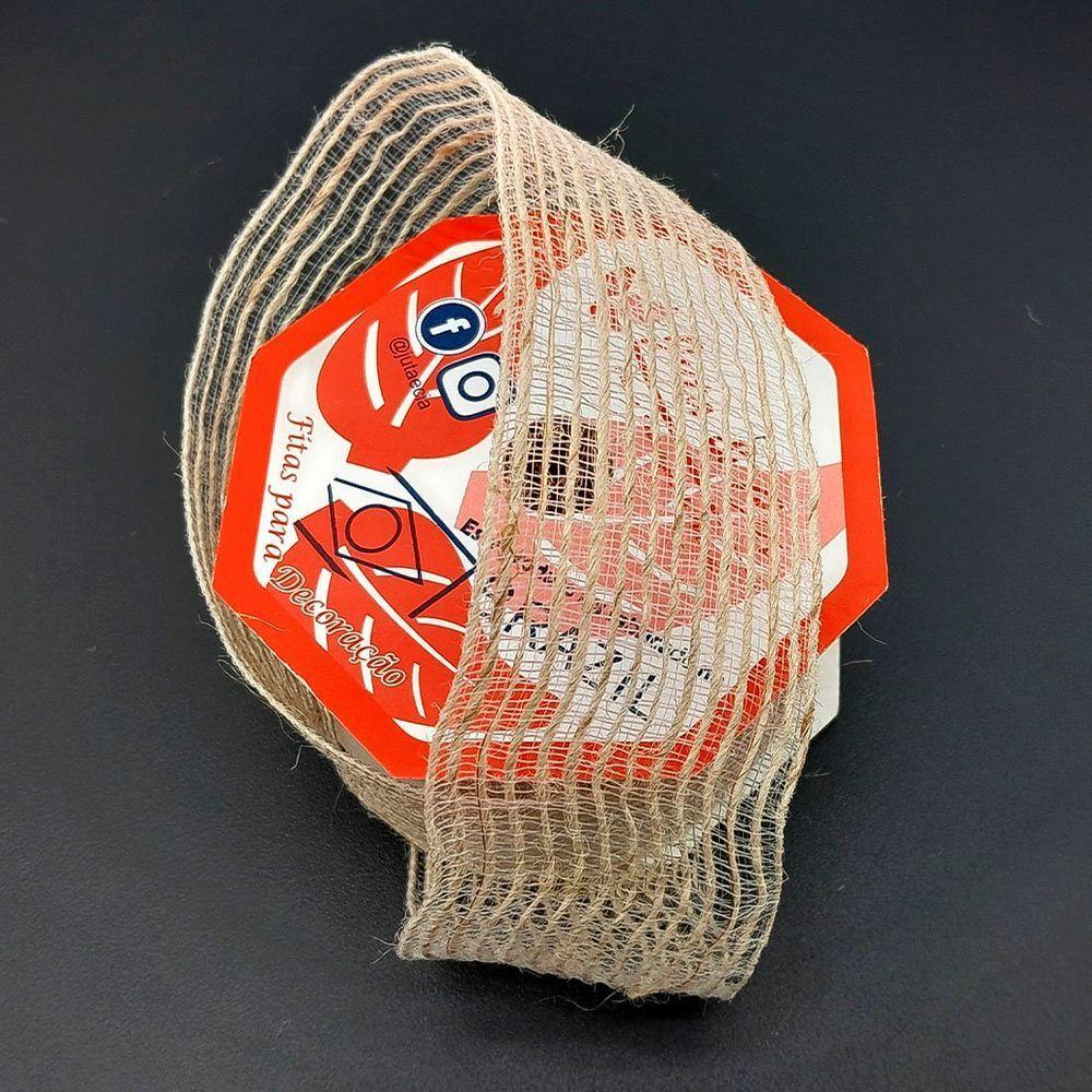 Rolo Fita Juta Metálica Decoração Natal 60mm X 50m Kit 2pçs - 4