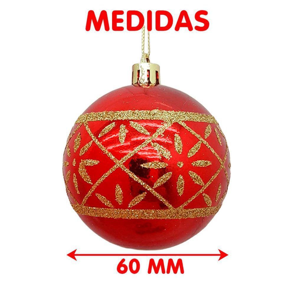 Bolas Natalinas Vermelha Enfeite árvore Natal 70mm Kit 18pçs - 5