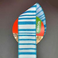 Rolos Fita Aramada Natalina Listrada Azul 6,3cm 9m Kit 4pçs - 2