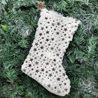 Bota Meia Pelúcida Pendente Enfeite Natalino Estrelas 32cm Prata - 2