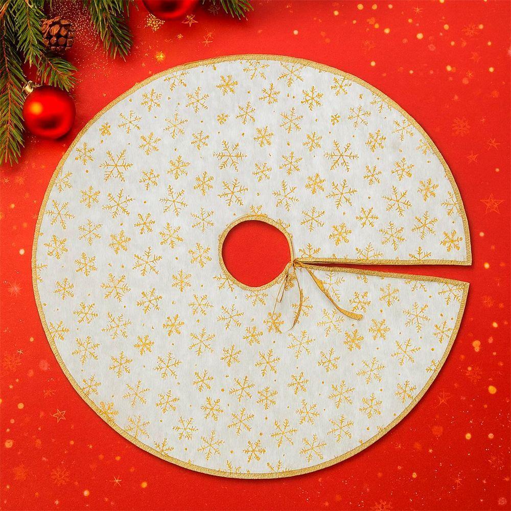 Saia Tapete Pelúcido Enfeite Base Para árvore De Natal 85cm Dourado - 1