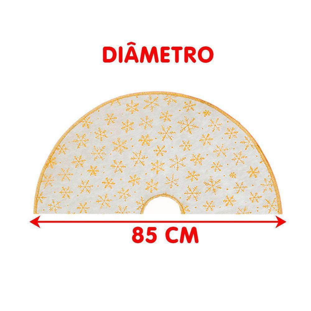 Saia Tapete Pelúcido Enfeite Base Para árvore De Natal 85cm Dourado - 3