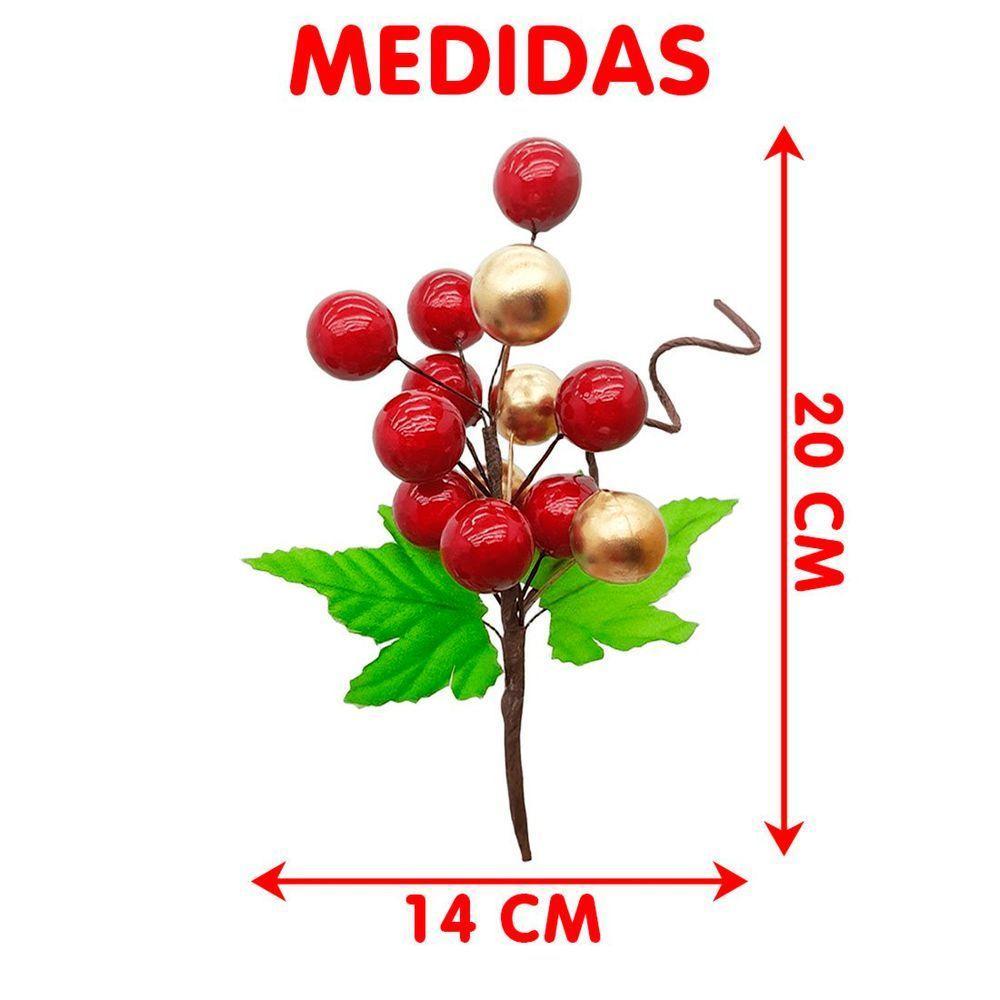 Pick Ramos Cerejinhas Enfeite árvore De Natal 20cm Kit 10pçs - 4