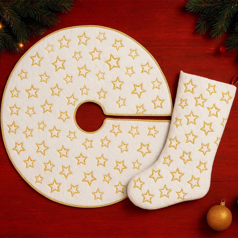 Bota Meia E Saia Enfeite Estrelinhas árvore Natal Pelúciado - 2