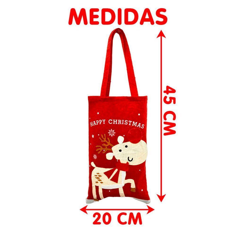 Bolsa Sacola De Presentes Enfeite árvore De Natal Rena Alce - 3
