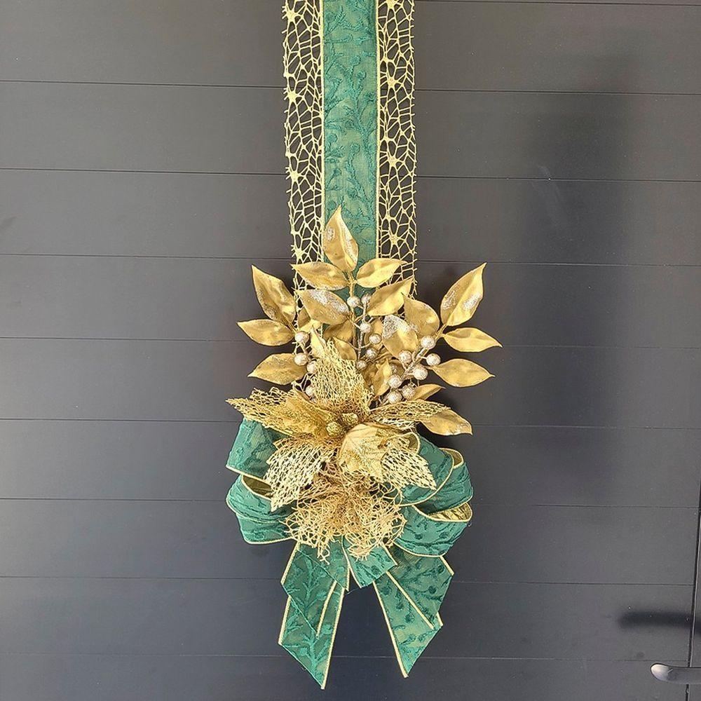 Escapulário Enfeite Natalino Para Porta Laço Flor Arranjo 2m - 1