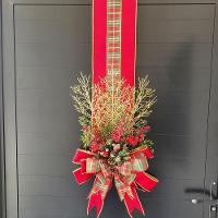 Escapulário Enfeite Natalino Para Porta Laço Arranjo Flor 2m - 1