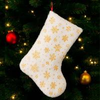 Bota Meia Pelúcida Pendente Enfeite Natalino Flor Ramo 44cm - 2