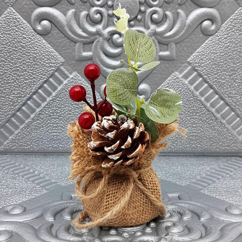 Arranjo Cereja Pinha Artificial Vaso Enfeite Mesa Natal 15cm Frutas - 6