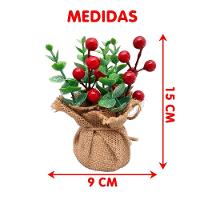 Arranjo Cereja Pinha Artificial Vaso Enfeite Mesa Natal 15cm Frutas - 3