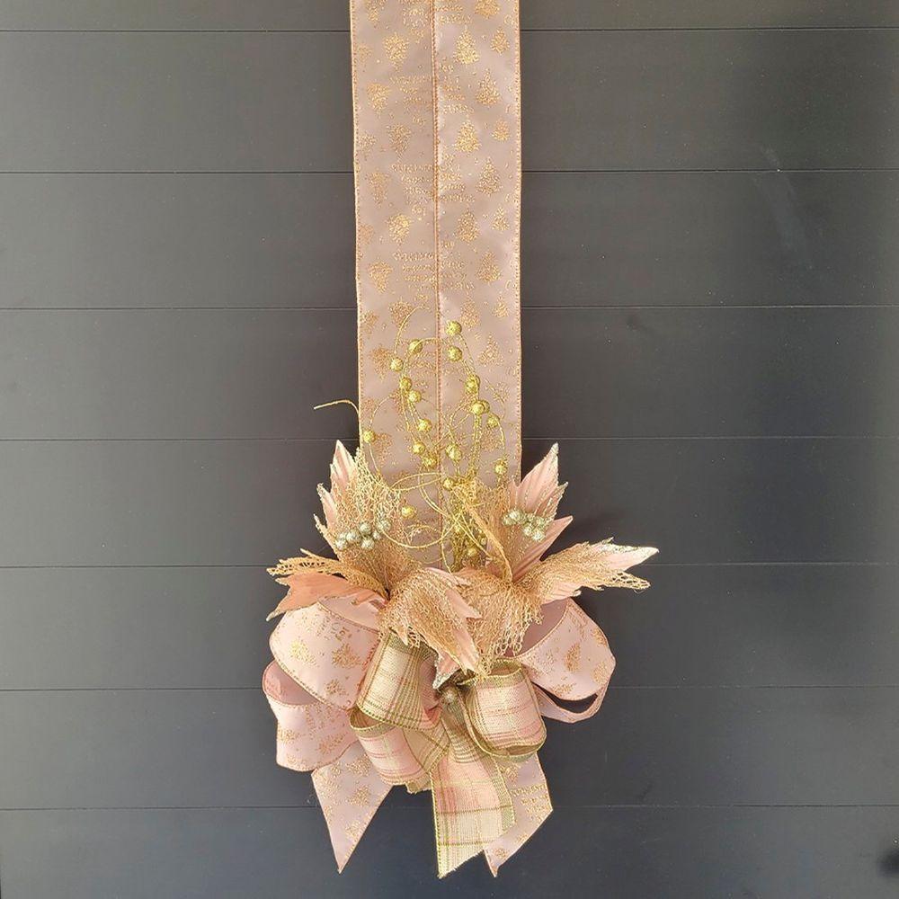 Escapulário Enfeite Natalino Para Porta Arranjo Laço Flor 2m - 1