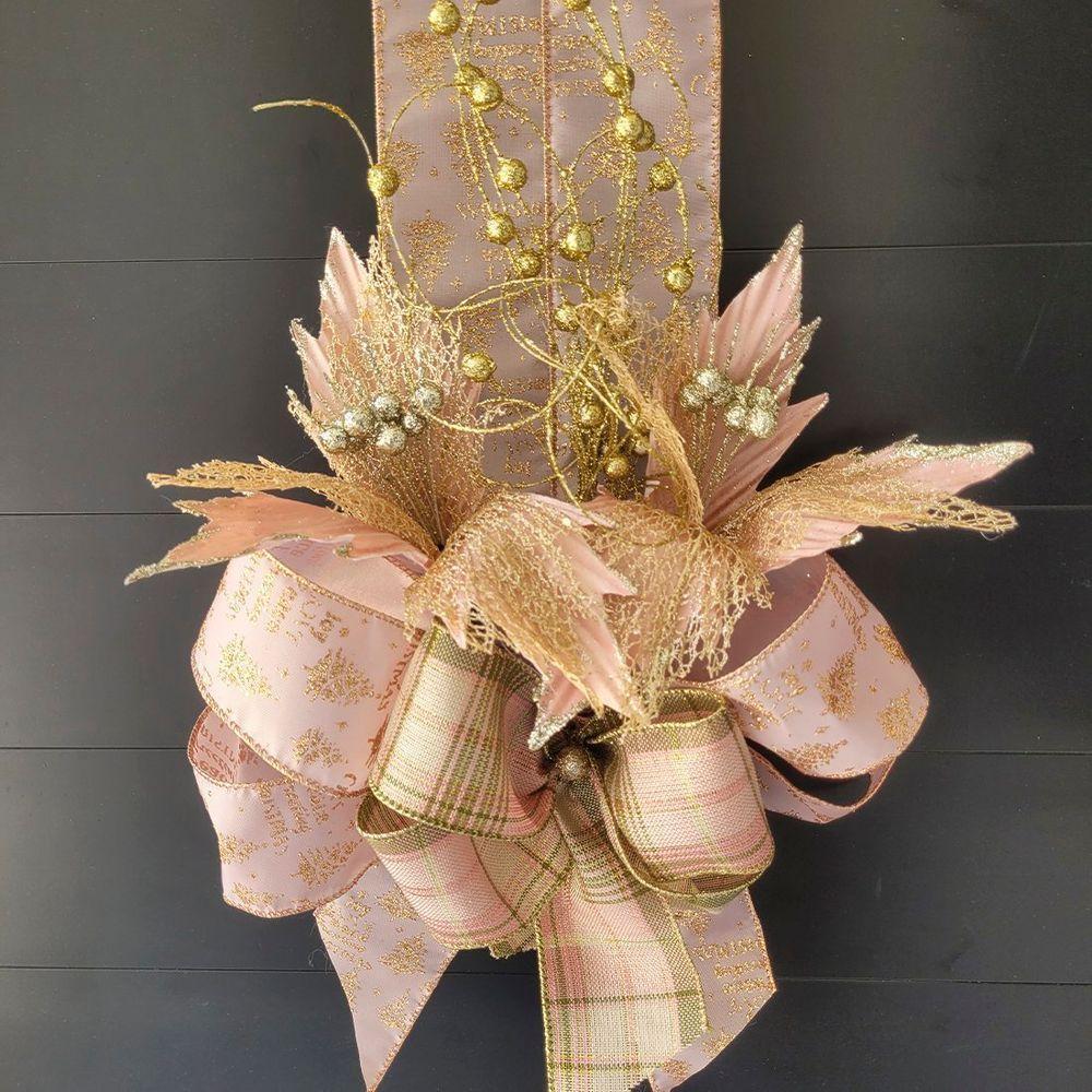 Escapulário Enfeite Natalino Para Porta Arranjo Laço Flor 2m - 2