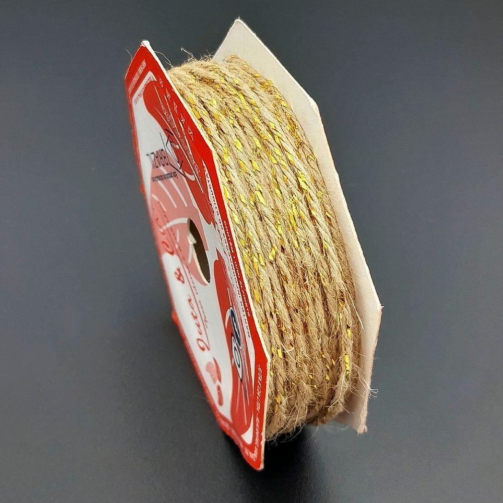 Rolos Fio Juta Decoração Natal Cordão Dourado 20m Kit 6pçs - 4