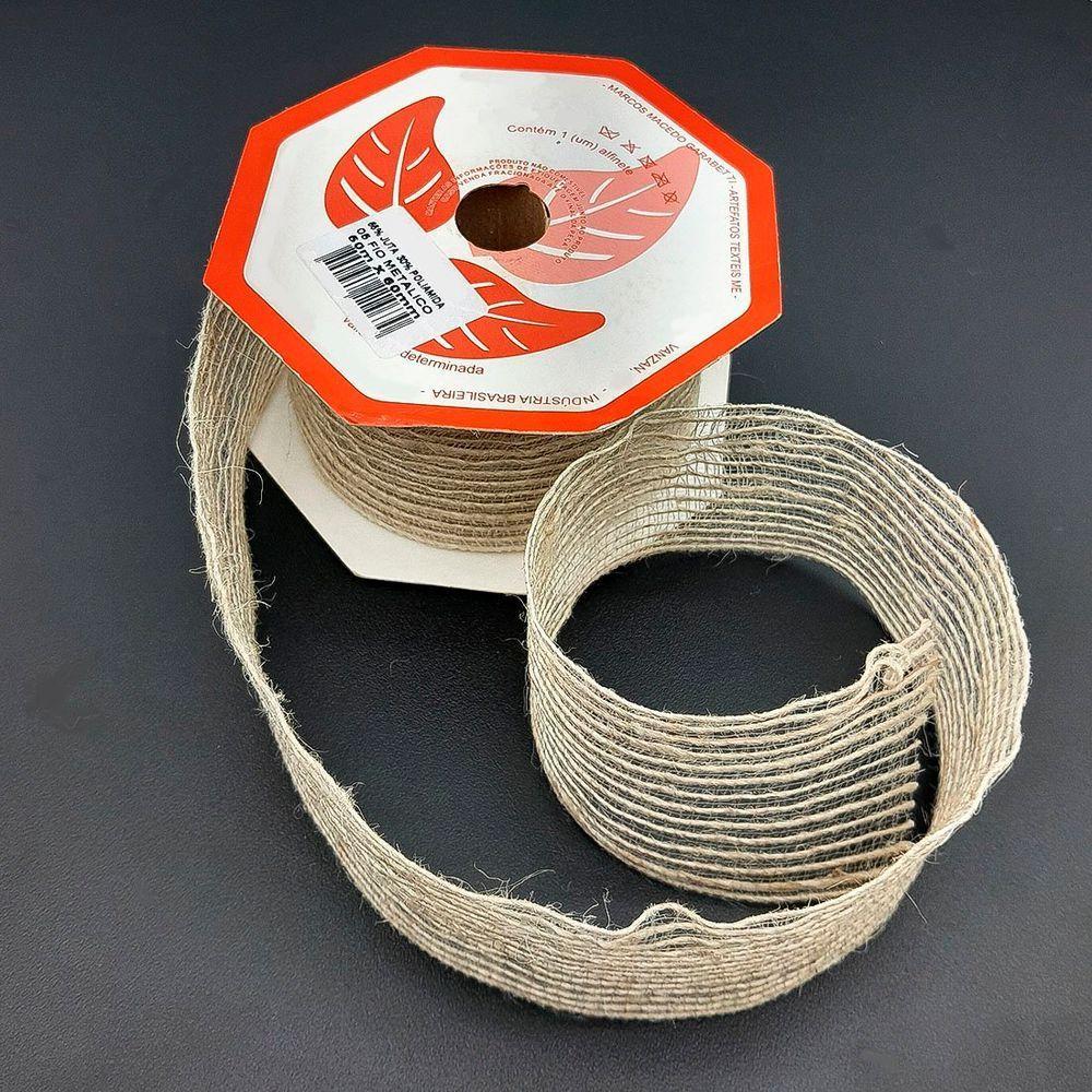Rolo Fita Juta Metálica Decoração Natal 60mm X 50m Kit 8pçs - 1