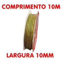 Rolo Fita Juta Verde Gold Decoração Natal 10mm 10m Kit 6pçs - 4