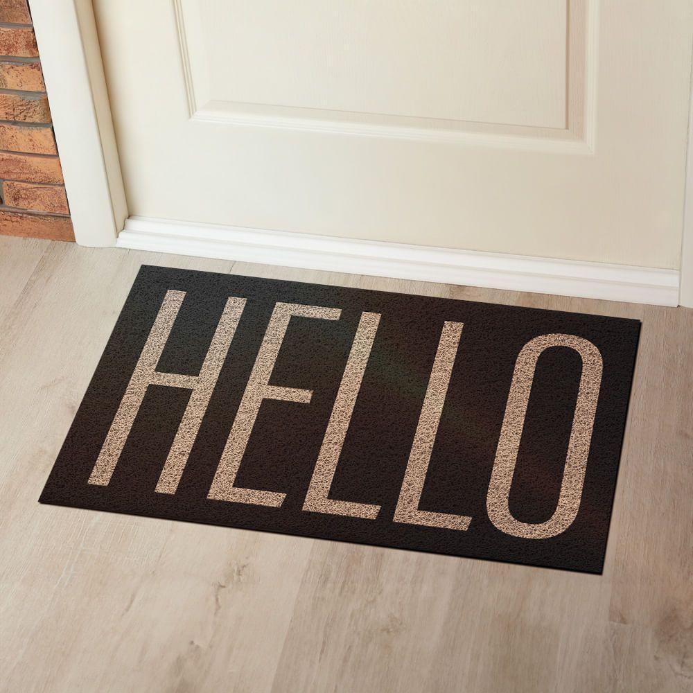 Capacho De Poa Vinílico Estampado Hello 60x40cm - Uzoo Capacho Vinilico Estampado 60x40cm Hello Klb02 - 2