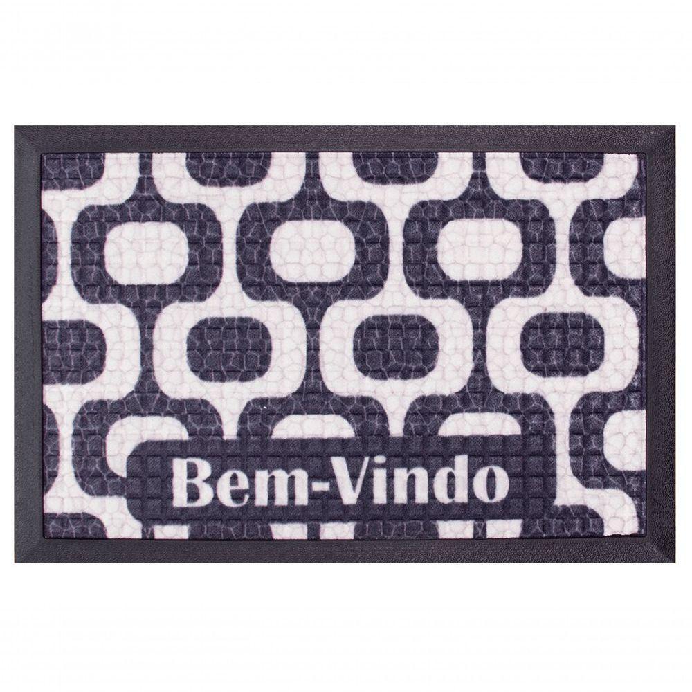 Capacho Fenice Estampado Ipanema Preto-branco 59x39cm - Uzoo Tapete Fenice Estampado 59x39cm Ipanema Preto-branco - 1