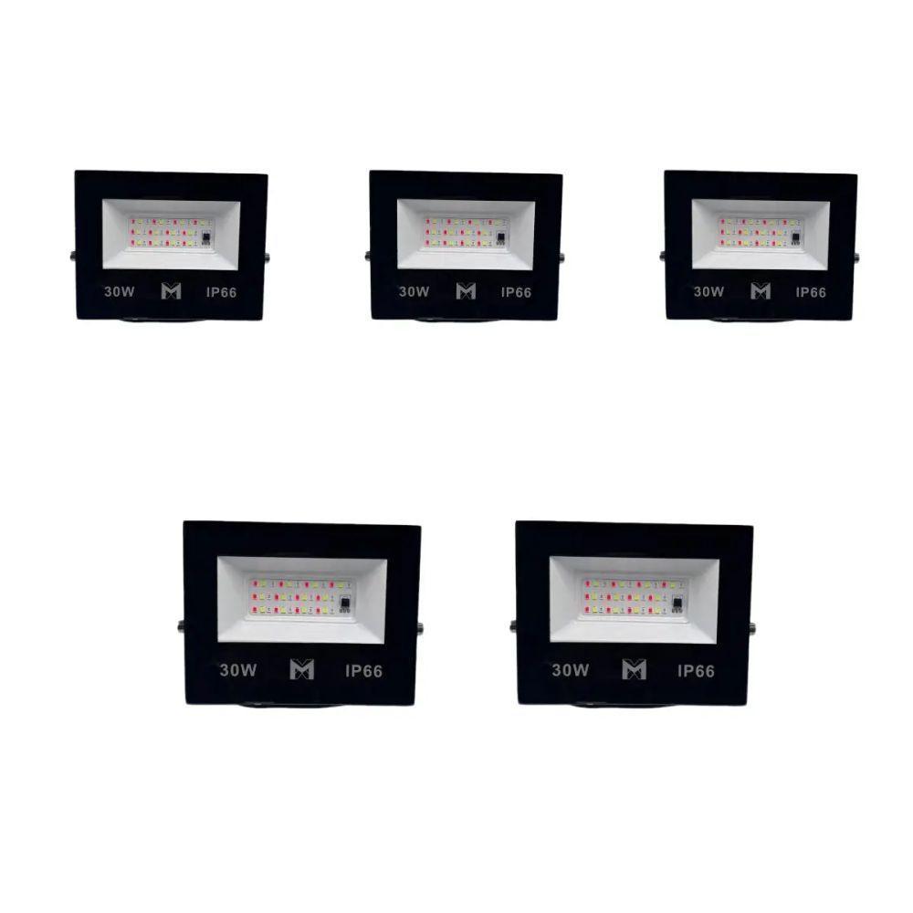 Kit Com 5 Refletores Rgb 30w Holofote Prova D'água Mx-0309 - 1