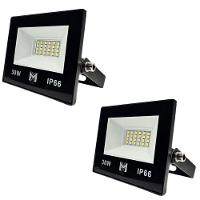 Kit 2 Refletor Led 30w Smd Bivolt 6500k Fachada Pavilhão Ip66 Mx-0316 - 1