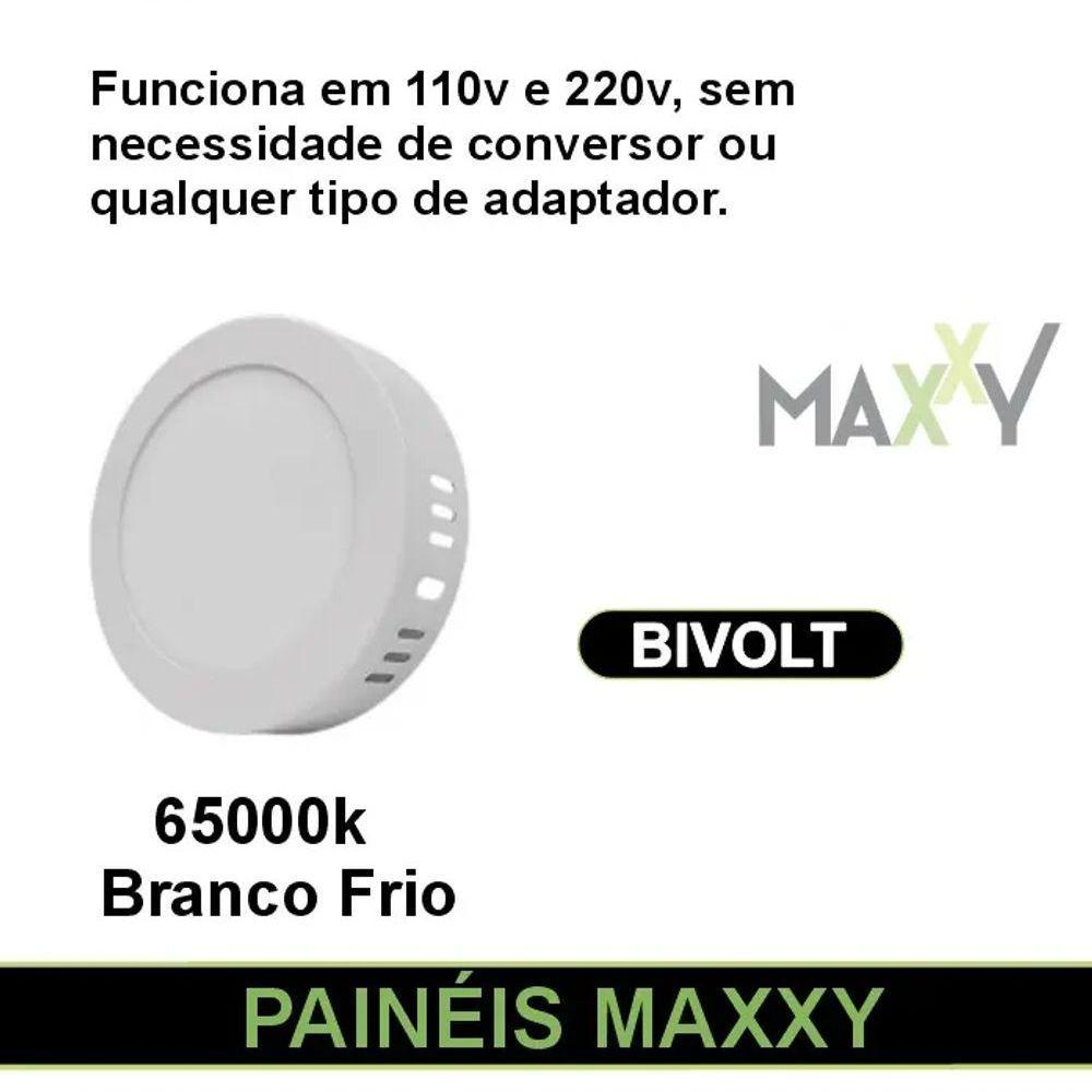 Kit Com 8 Painéis Plafon Led Sobrepor Redondo 18w 6500k Max-0367 - 6