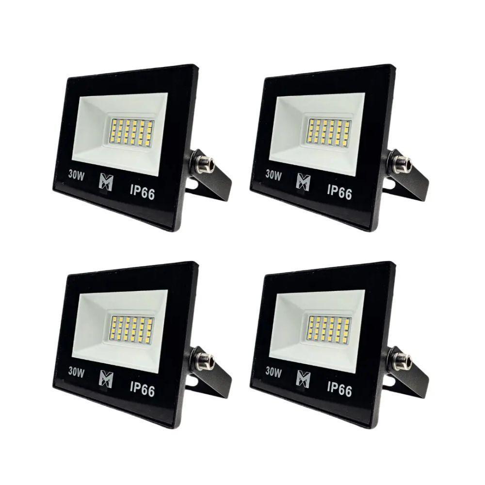 Kit 4 Refletor Led 30w Smd Bivolt 6500k Fachada Pavilhão Ip66 Mx-0316 - 1