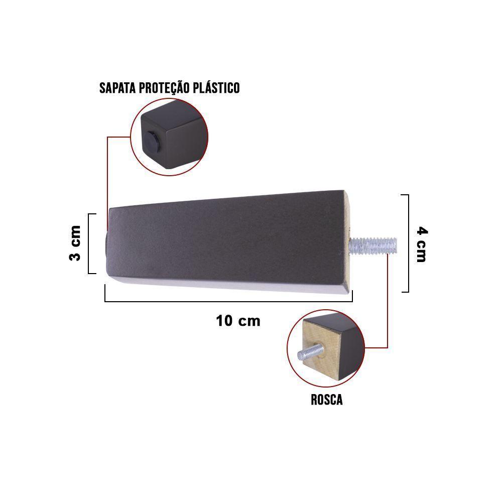 Kit 04 Pés Chanfrado Tabaco 10cm Com Rosca Metal Para Móveis D10 - D'rossi - 4