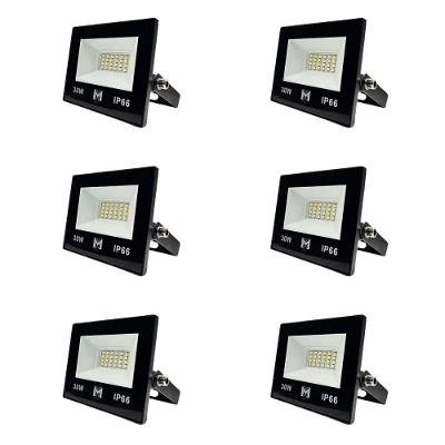 Kit 6 Refletor Led 30w Smd Bivolt 6500k Fachada Pavilhão Ip66 Mx-0316