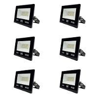 Kit 6 Refletor Led 30w Smd Bivolt 6500k Fachada Pavilhão Ip66 Mx-0316 - 1