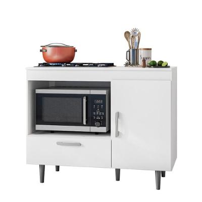 Balcão Cozinha Para Cooktop Alecrim Com 1 Porta E 1 Gaveta Branco Branco