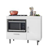 Balcão Cozinha Para Cooktop Alecrim Com 1 Porta E 1 Gaveta Branco Branco - 1