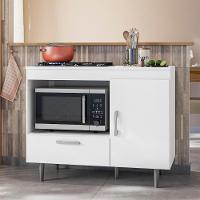 Balcão Cozinha Para Cooktop Alecrim Com 1 Porta E 1 Gaveta Branco Branco - 2