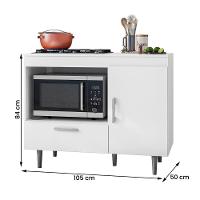 Balcão Cozinha Para Cooktop Alecrim Com 1 Porta E 1 Gaveta Branco Branco