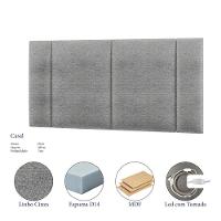 Cabeceira Painel Cama Box Casal Padrão Siri 140cm Com Led Linho Cinza - Desk Design - 2