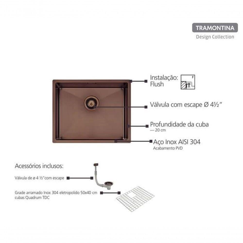 Cuba Tramontina Design Collection Quadrum Em Aço Inox Com Revestimento Pvd Black 50x40cm - 3