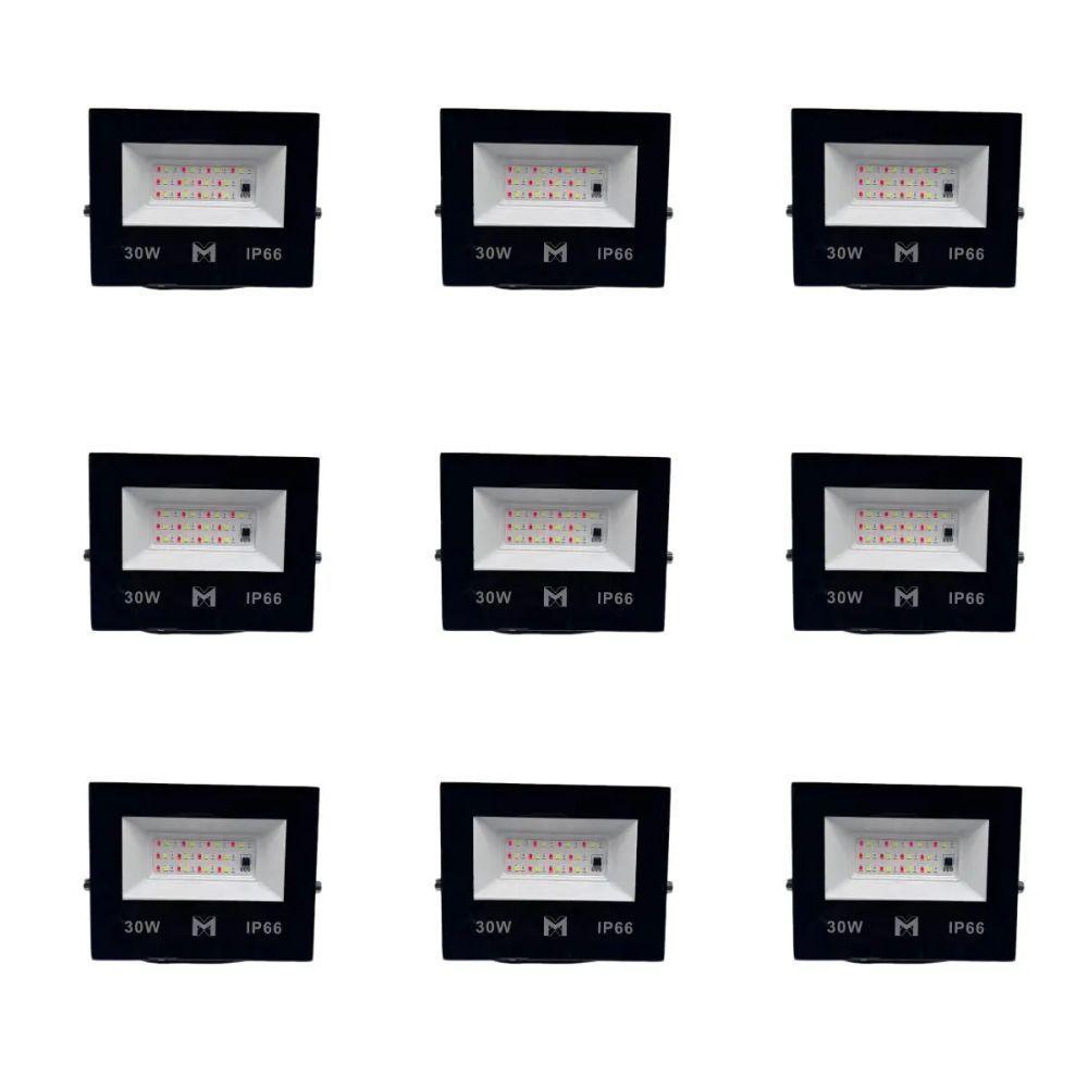 Kit Com 9 Refletores Rgb 30w Holofote Prova D'água Mx-0309 - 1