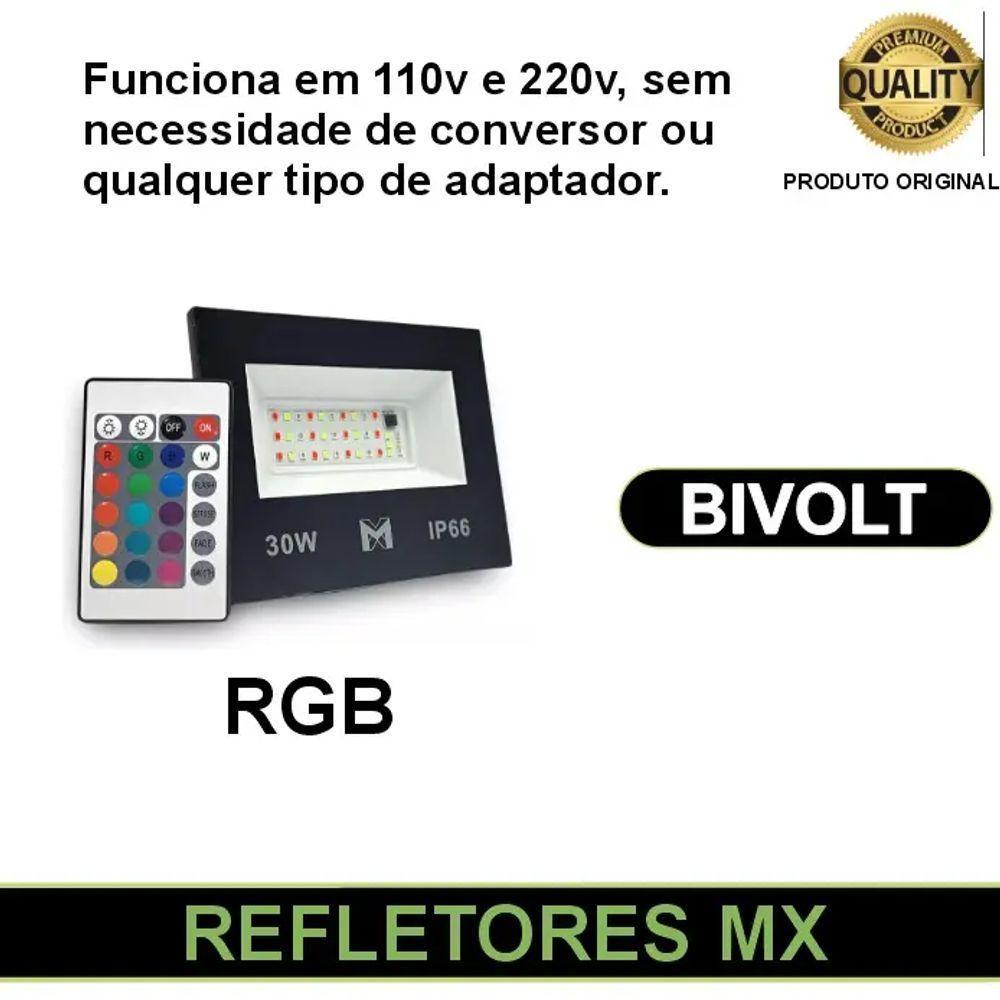 Kit Com 4 Refletores Rgb 30w Holofote Prova D'água Mx-0309 - 4