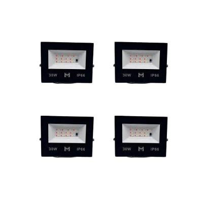 Kit Com 4 Refletores Rgb 30w Holofote Prova D'água Mx-0309