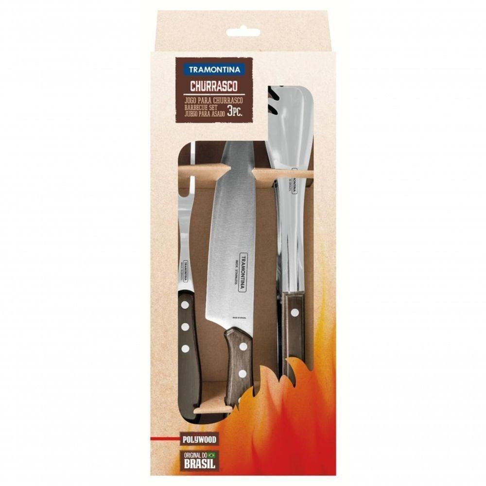 Jogo De Churrasco Tramontina Polywood Castanho 3 Peças - 3