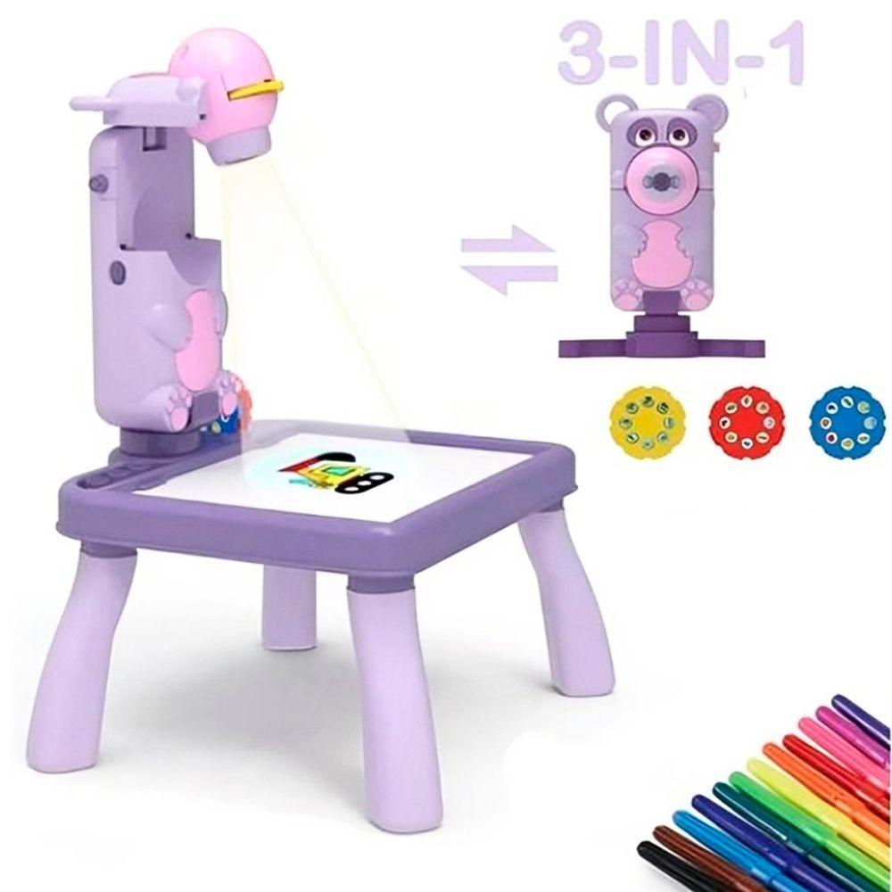 Brinquedo Mesa Magica Pintura Projetor Led Desenho Divertido Lilás - 1