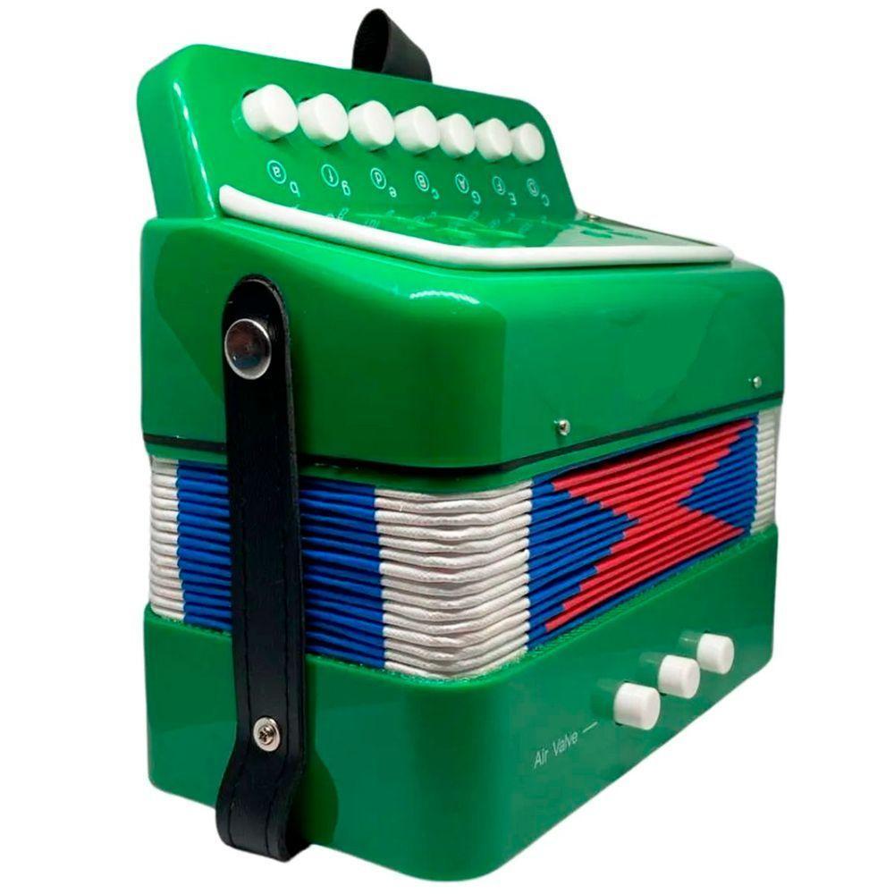 Brinquedo Mini Acordeon Sanfona Gaita Instrumento Musical Verde - 4