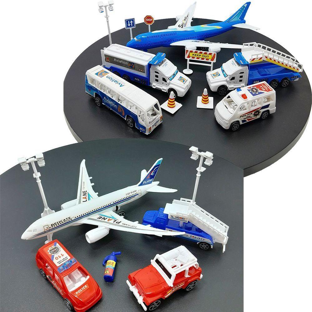 Kit Brinquedo Aeroporto Transito 18pçs Avião Carro Caminhão - 1
