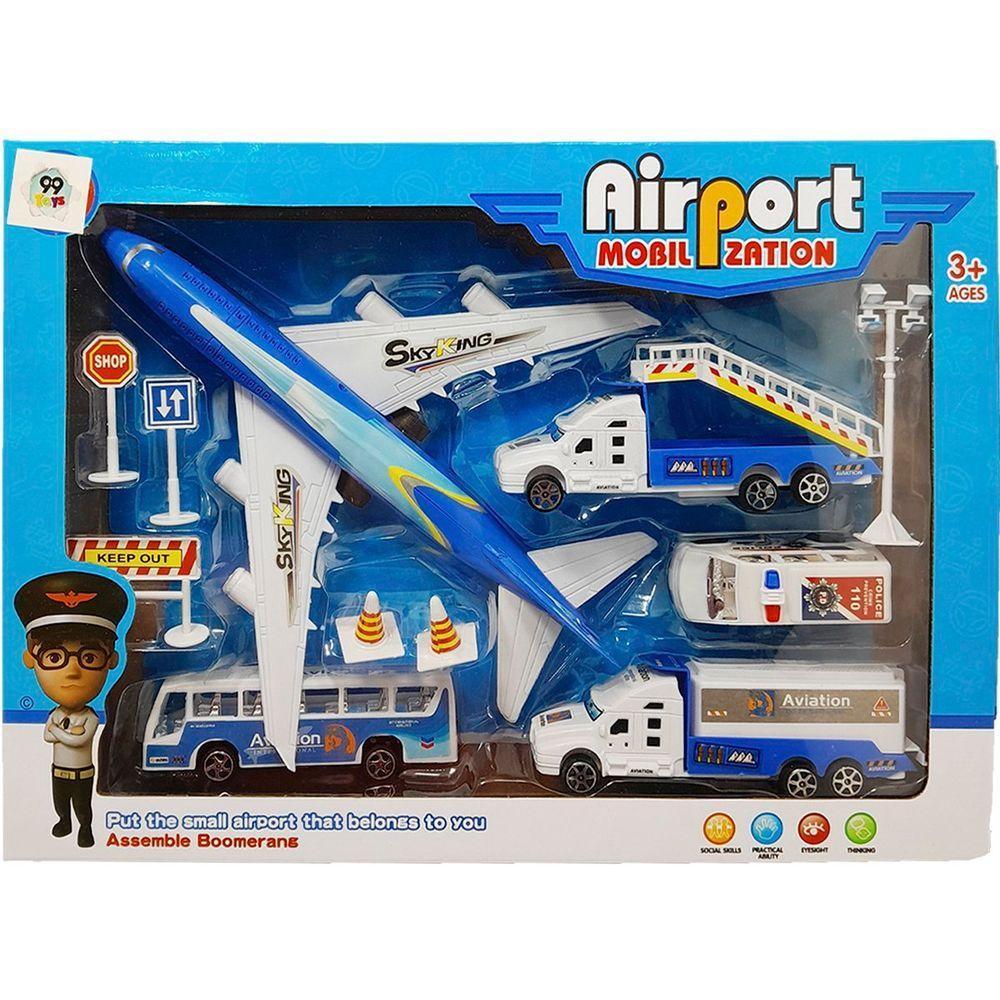 Kit Brinquedo Aeroporto Transito 18pçs Avião Carro Caminhão - 4
